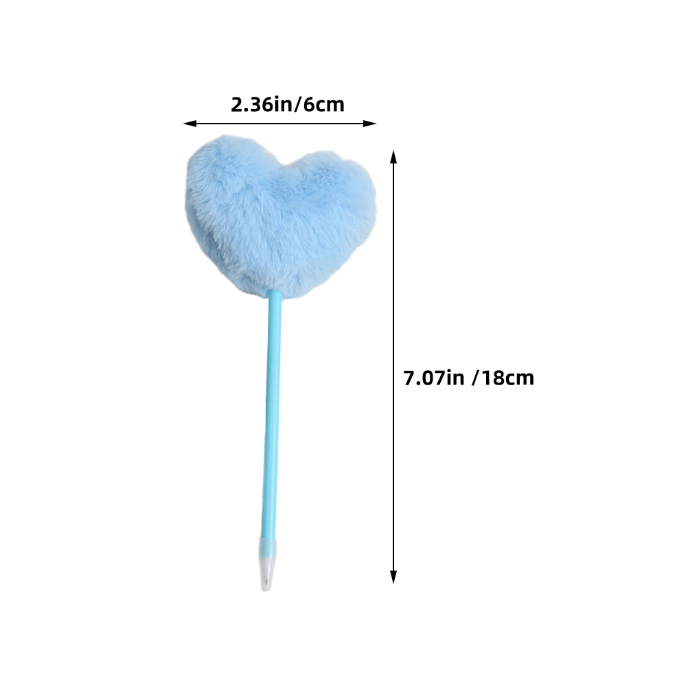 Stylo d'écriture à bille moelleuse, 7 pièces, boule décorative floue en forme de cœur, stylo Pom Pom, mélange de couleurs