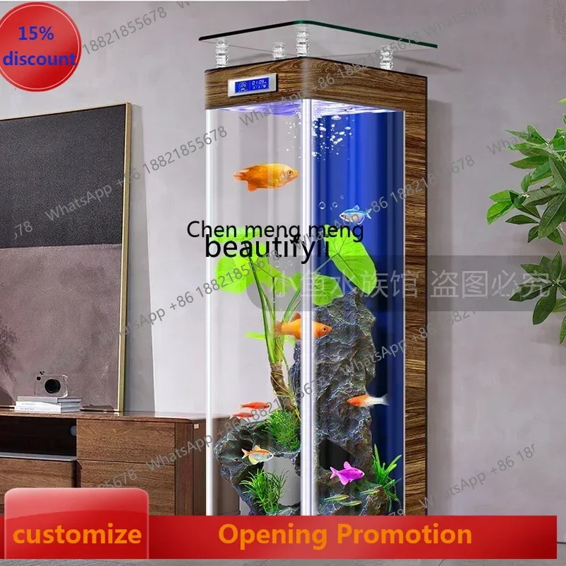 

cn8617 ssLight Роскошный аквариум для новой гостиной Маленький пол Вертикальный рыбный глобус Изменение воды Экологический аквариум
