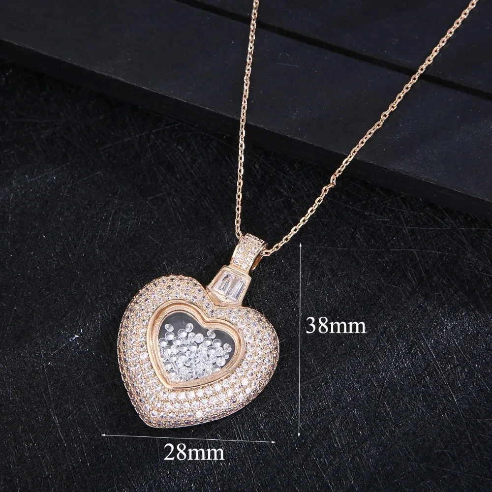 Luxury Heart Pendant Lover's Cubic Zircon For Women Wedding Dubai Bridal Jewelry  D1403