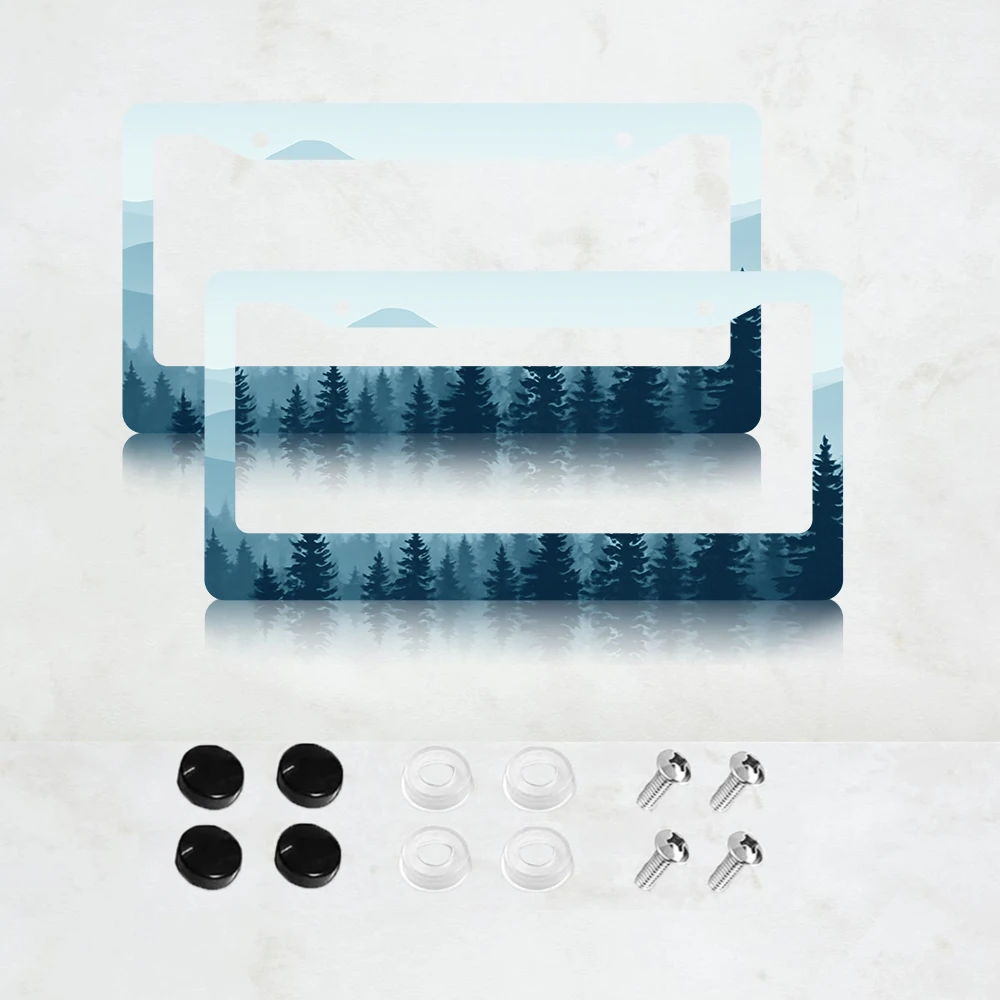 

2PC 2-Hole License Plate Frame, Aluminum, 6x12 Inches, with Screws, American Canadian Mexican Standard Size, Car Decoration