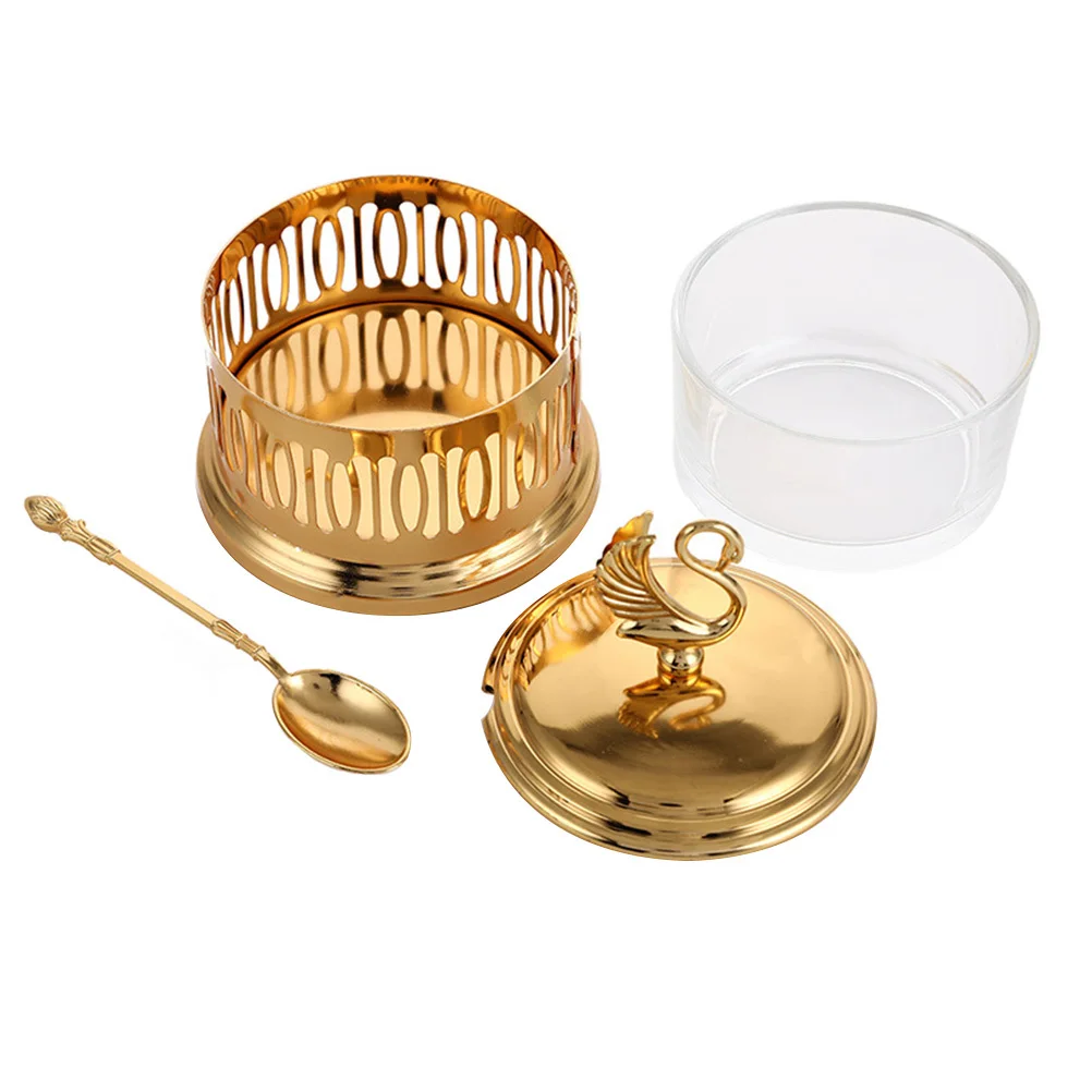 

1 шт., банка для специй, статуя лебедя, дизайн, крышка для ложки, хорошая герметизация, контейнер для приправ, многофункциональный кухонный ящик для хранения