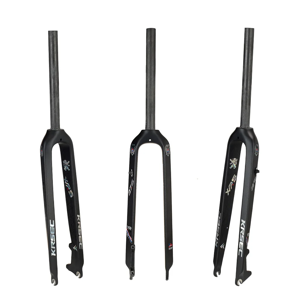 Bicycle Front Fork Straight Tube Hard Fork MTB Bicycle Parts Full Carbon Fiber Suitable for Disc Brake 26/27.5/29 Inch 28.6mm