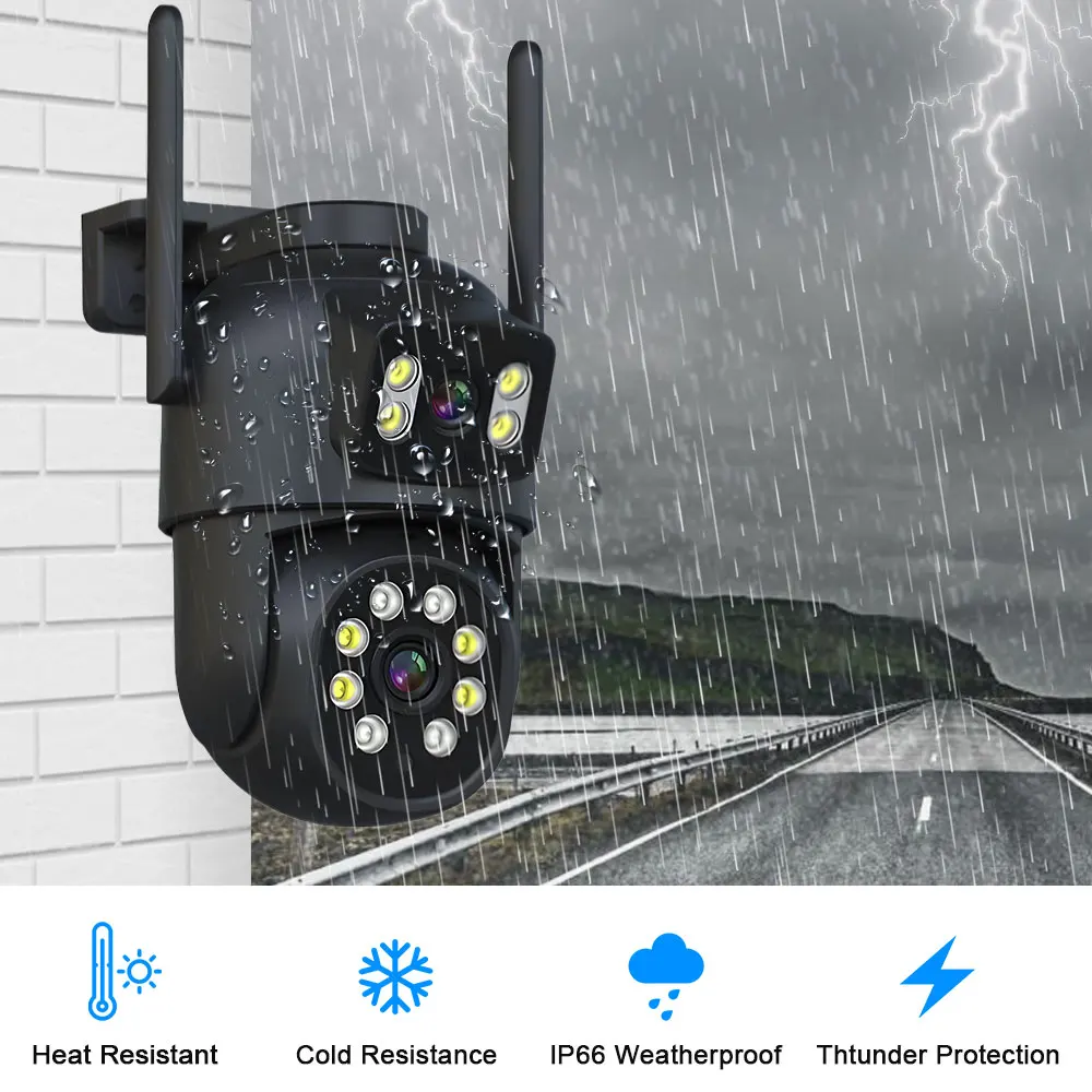4K Dual Lens Wfii IP Security Camera Outdoor Auto Tracking Wireless PTZ CCTV Surveillance Camera 8MP Color Night Vision IP Cam
