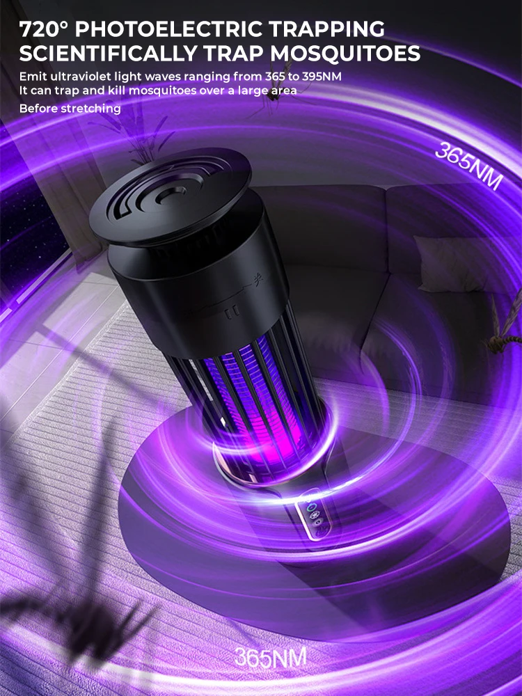 전기 모기채 모기 킬러 램프 버그 재퍼 곤충 파리 트랩 캠핑 랜턴 USB 타이밍 곤충 킬러 구충제