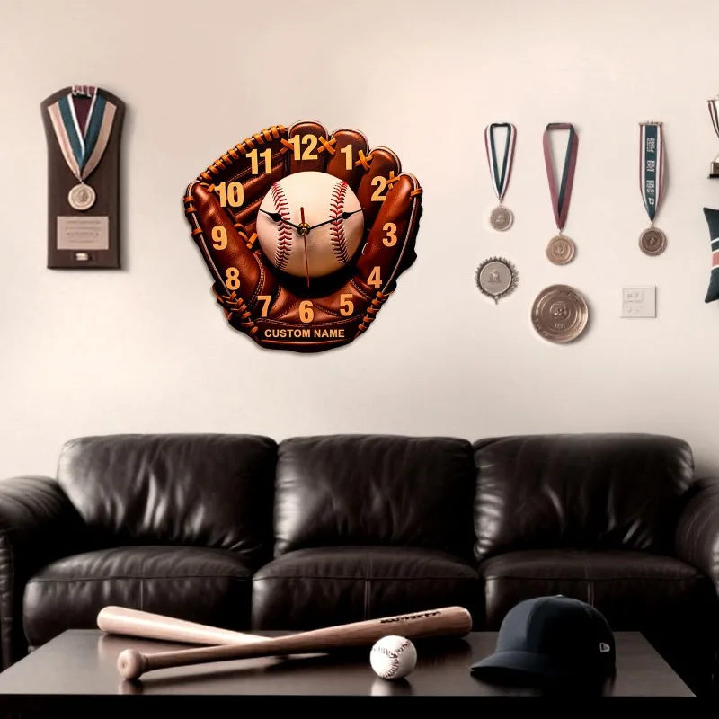 Bring the Spirit of Baseball Home: Vintage Glove Wall Clock for Sports Lovers，Perfect Decor for Garage, Man Cave, or Living Room