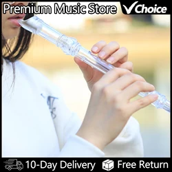 8 Hole G Key Plastic Musical Instrument Recorder Long Flute Beginner Flute Woodwind Instruments Kids Gifts with Cleaning Stick