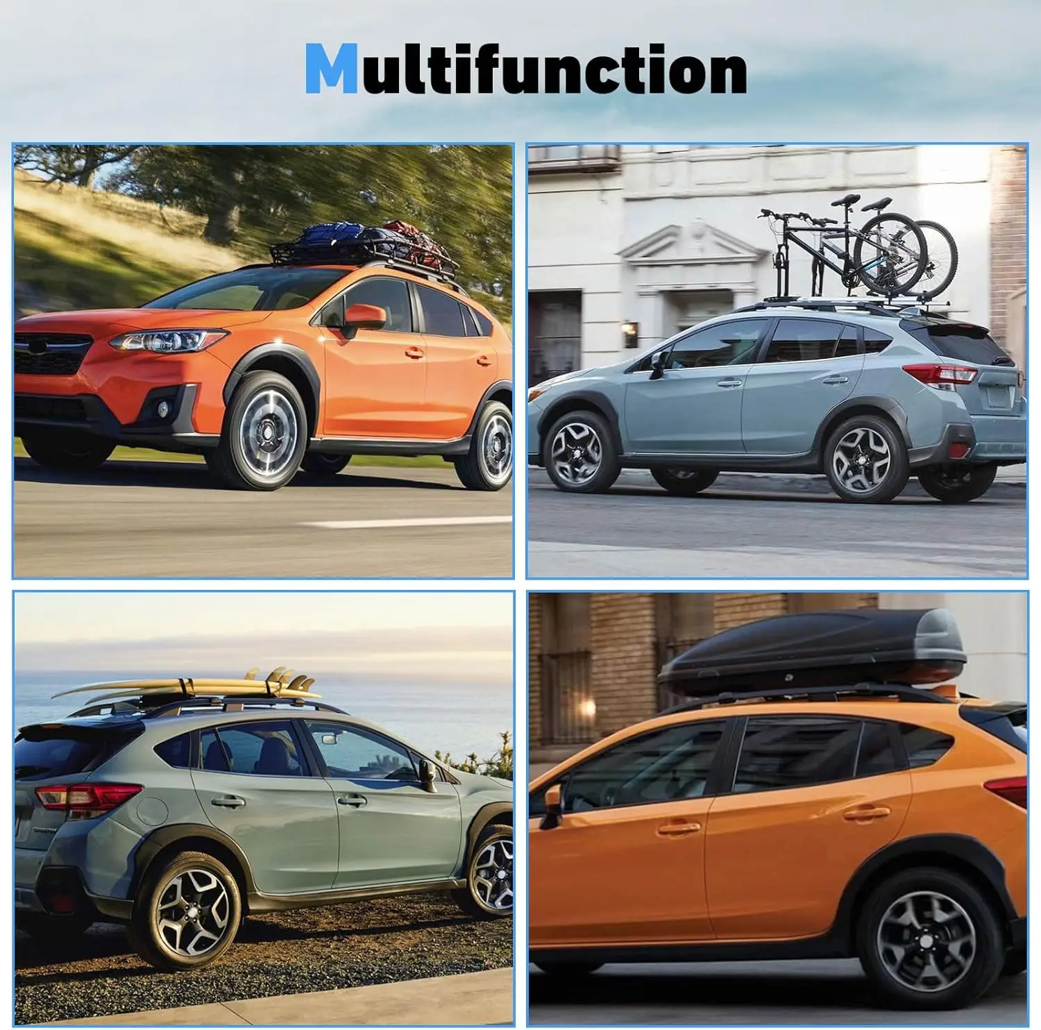 スバル XV Crosstrek 2013-2026用ユニバーサルルーフラッククロスバー、アルミカーゴキャリアセット