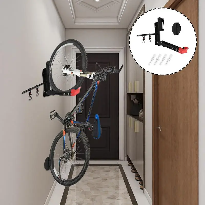 Cycle Wall Rack No-Lifting Indoor Cycle Hanger Wall-Mounted Indoor Cycle Hanger Vertical Garage Cycle Hanger Folding With Hooks