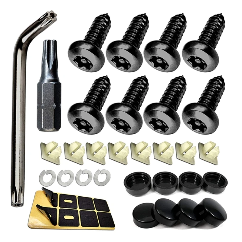 Rust Resistant Screws set Vehicle License Plate Security set Car License Plate Theft Prevention License Plate Screws set 40GF