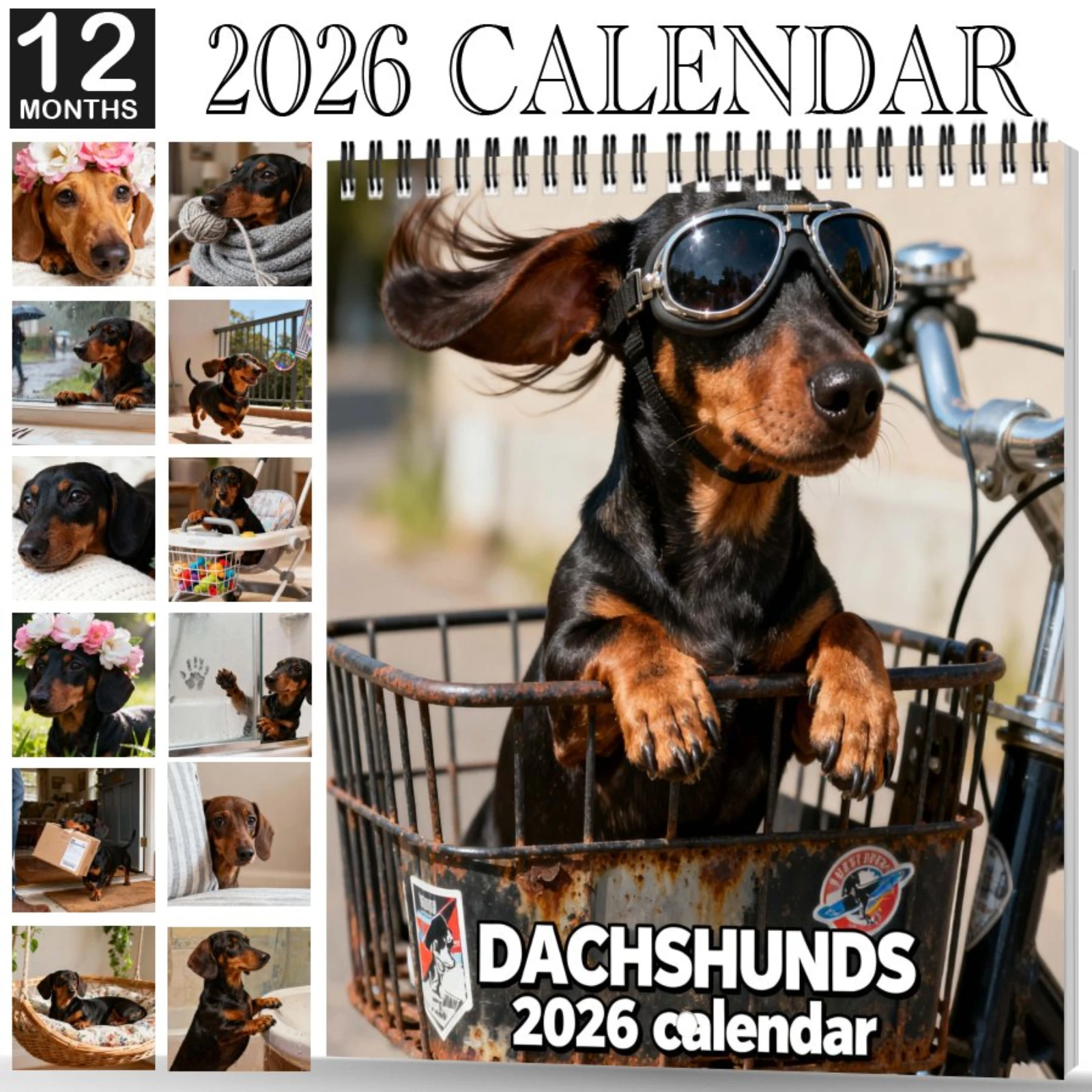 2026 Dachshund Calendar 12 Months Cute Dog Wall Planner Home Office Decor Animal Theme Desktop Organizer Festival Gift Paper