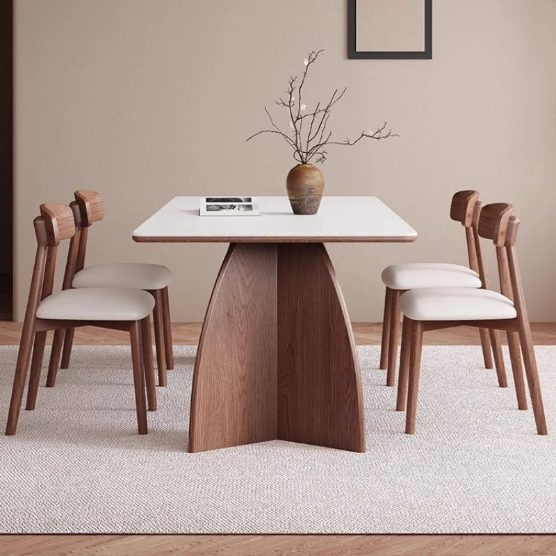Muebles de comedor de cocina 120 130 140 150 160 cm Mesa de comedor de losa de roca rectangular de madera maciza mesas plegables con 4 sillas