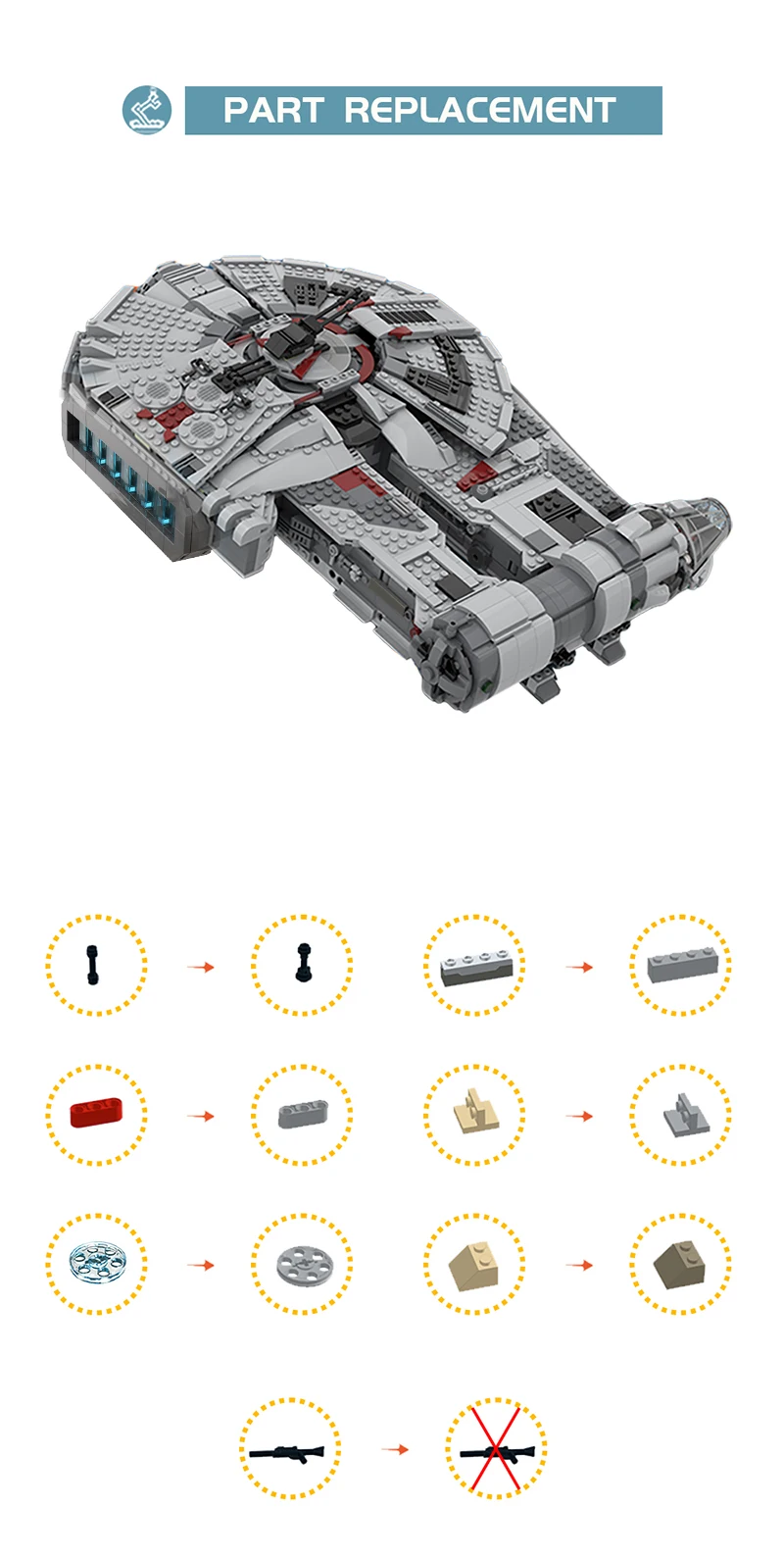 BuildMoc Transport Spaceship YT-2400 Freighter Building Blocks Set Space Wars Fighter Bricks Toys For Children Kid Birthday Gift