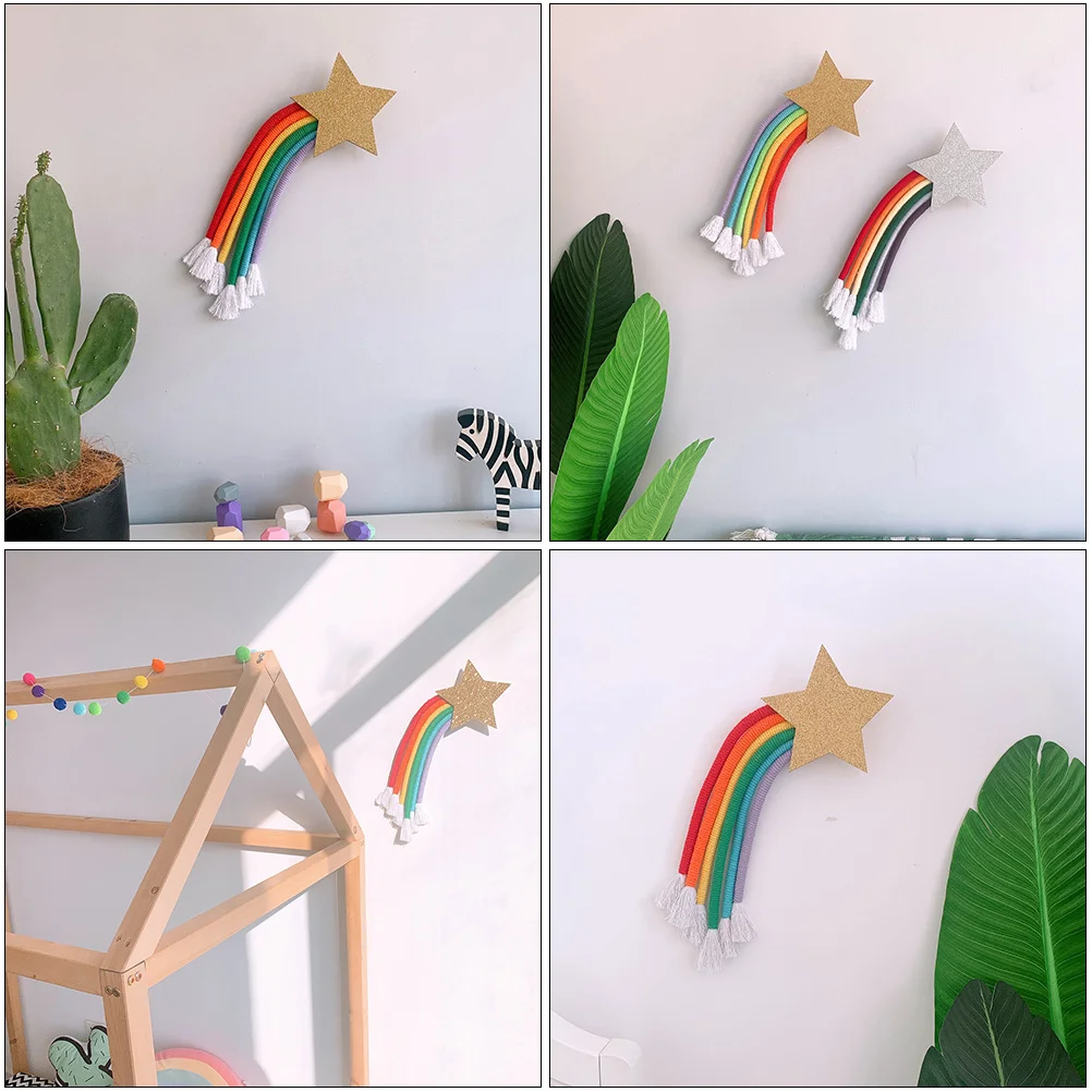 

Rainbow Woven Wall Hanging Tapestry Tassel Pendant Nordic Style Home Decoration Macrame Wall Decor Rainbow Decor
