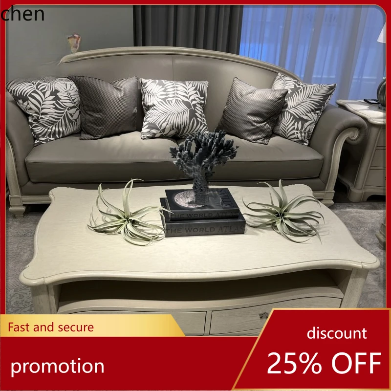 HT Solid Wood Sofa Set Home Living Room Fabric Three-Seater Sofa Simple and Beautiful New Classical