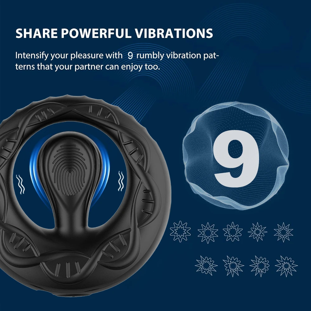 APP Control Penis Ring for Men Delay Ejaculation 9 Vibration Modes Lock Penisring Cockring Sex Toys for Couples Adult Goods