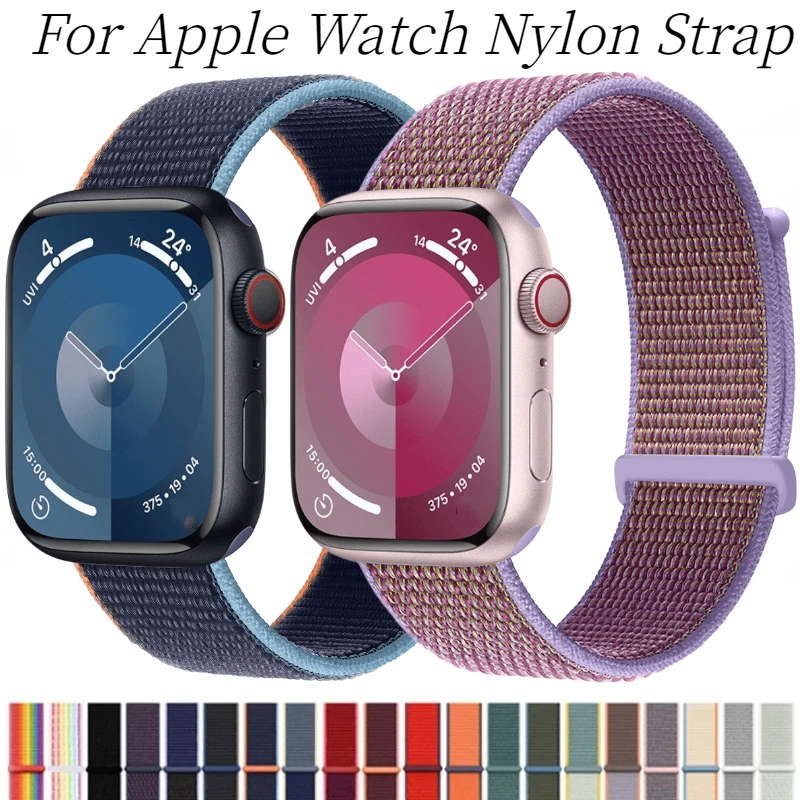 Nylon Braided Loop Strap For Apple Watch Ultra/2 49mm 10 42mm 46mm Bracelet iWatch 9 8 7 6 5 4 SE 45mm 41mm 44mm 40mm 38mm Belt