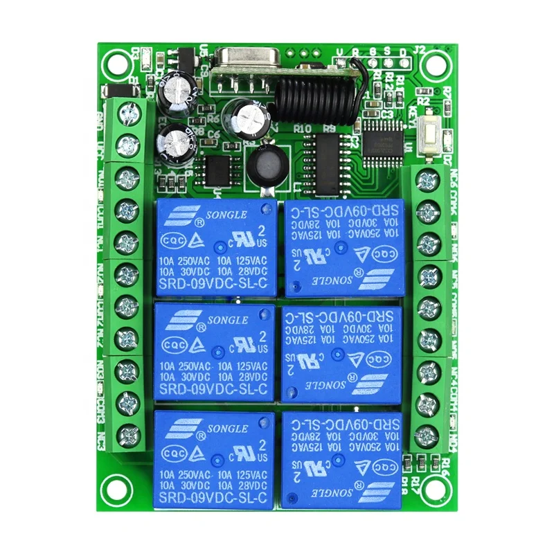 สวิทช์ควบคุมระยะไกลแบบไร้สาย DC 12V ~ 24V 6ช่องขนาดเล็กใช้พลังงานต่ำมอเตอร์ควบคุมอุตสาหกรรม