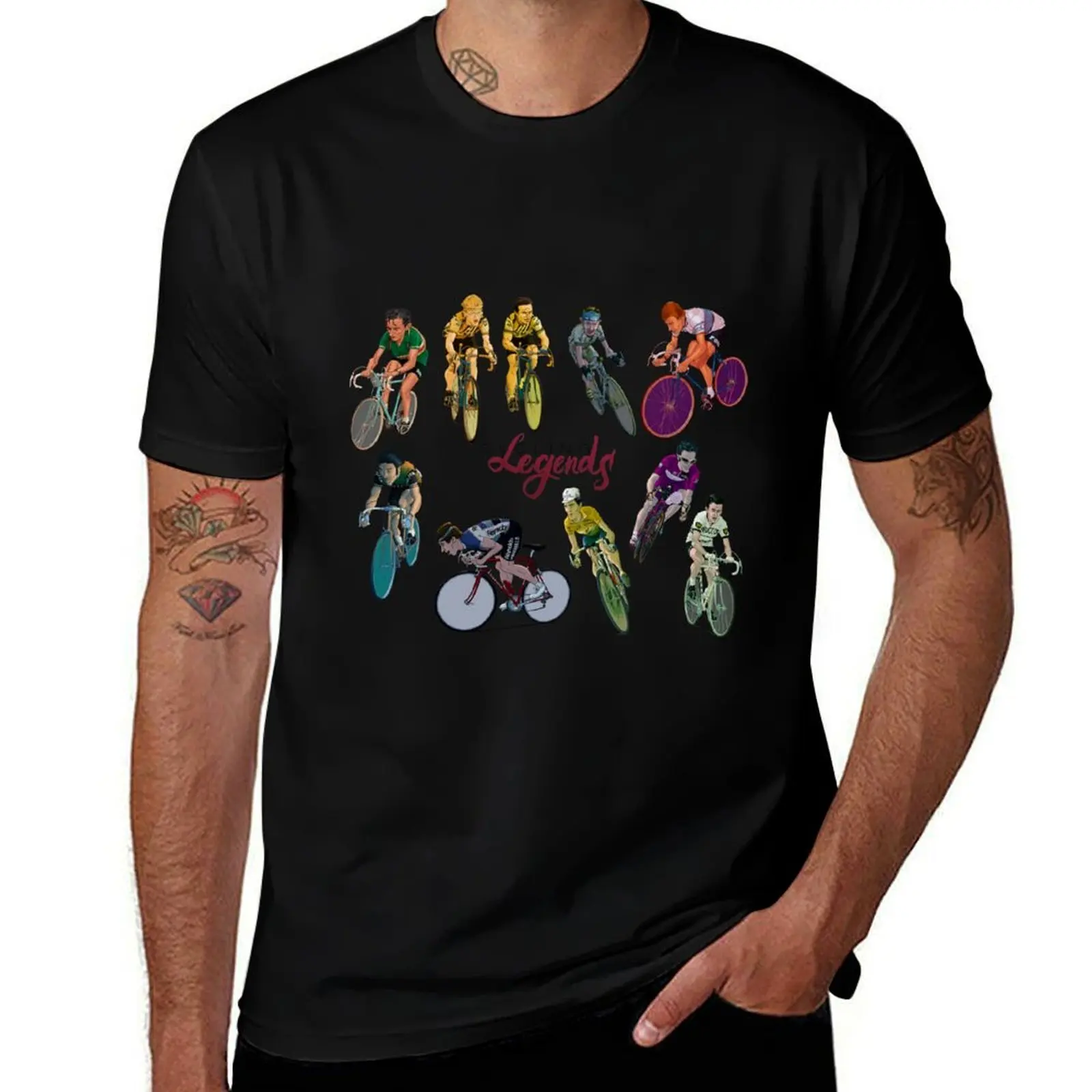 Cycling Legends pattern T-Shirt Abstract Pattern Print Top