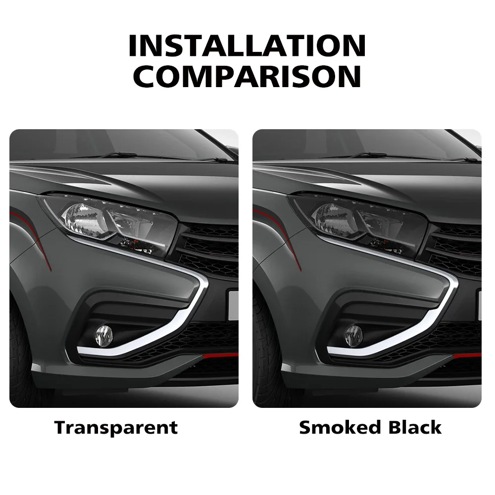 For LADA Xray 2016-2026 Premium TPU PPF High-Gloss Smoke Black Pre-Cut Headlight Cover Anti-Scratch Protective Vinyl Wrap Kit view 4
