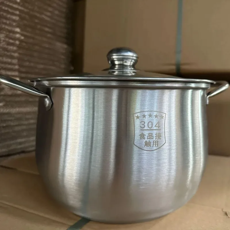 Stock Pot Stainless Steel Household Thickening Large Capacity Soup Porridge Cooking Stew Pot Induction Cooker Cooking Pot