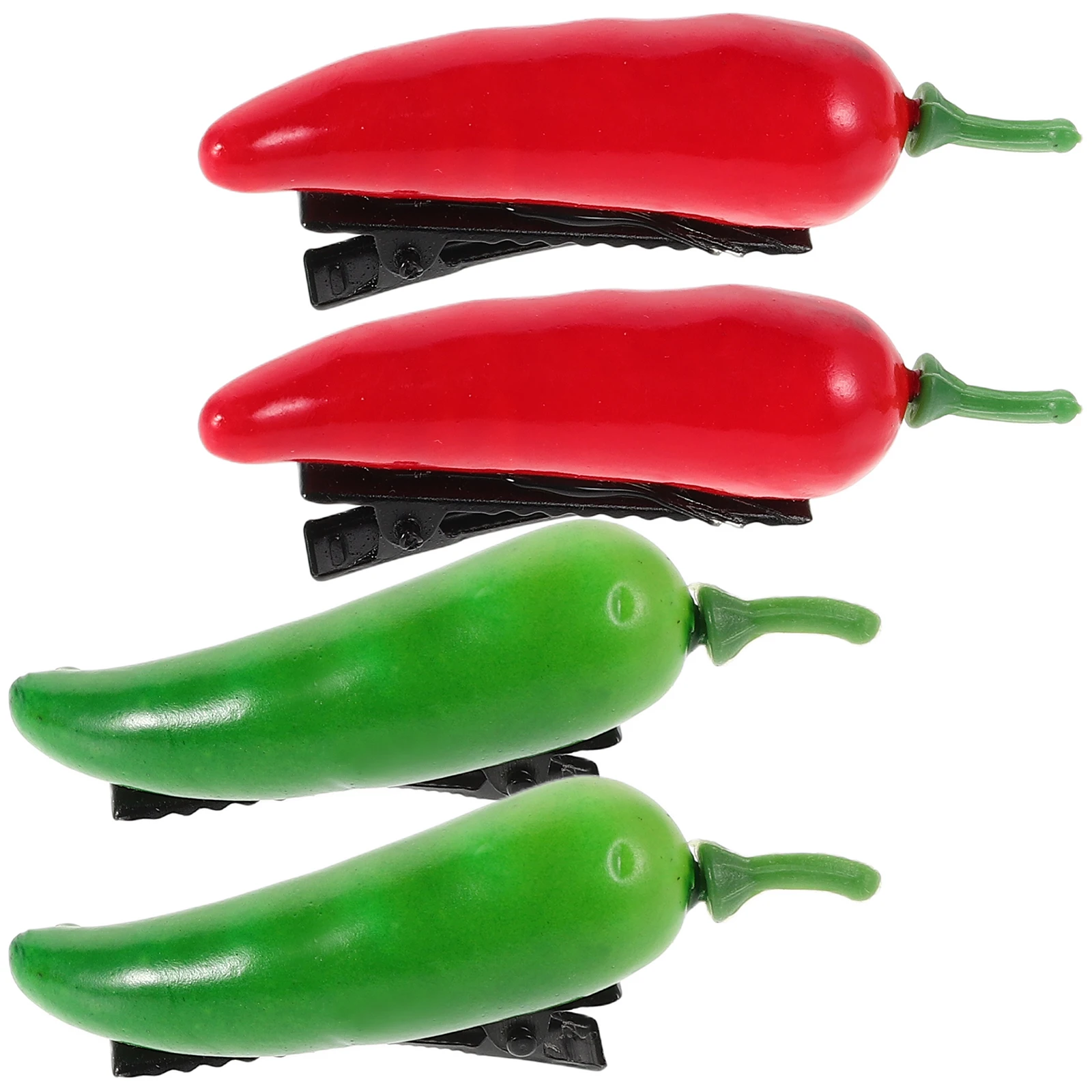 

4pcs Vegetable Chili Hairpins Plastic Clips for Girls Hair Styling Accessories Durable Material Secure Grip Easy Use Simulation