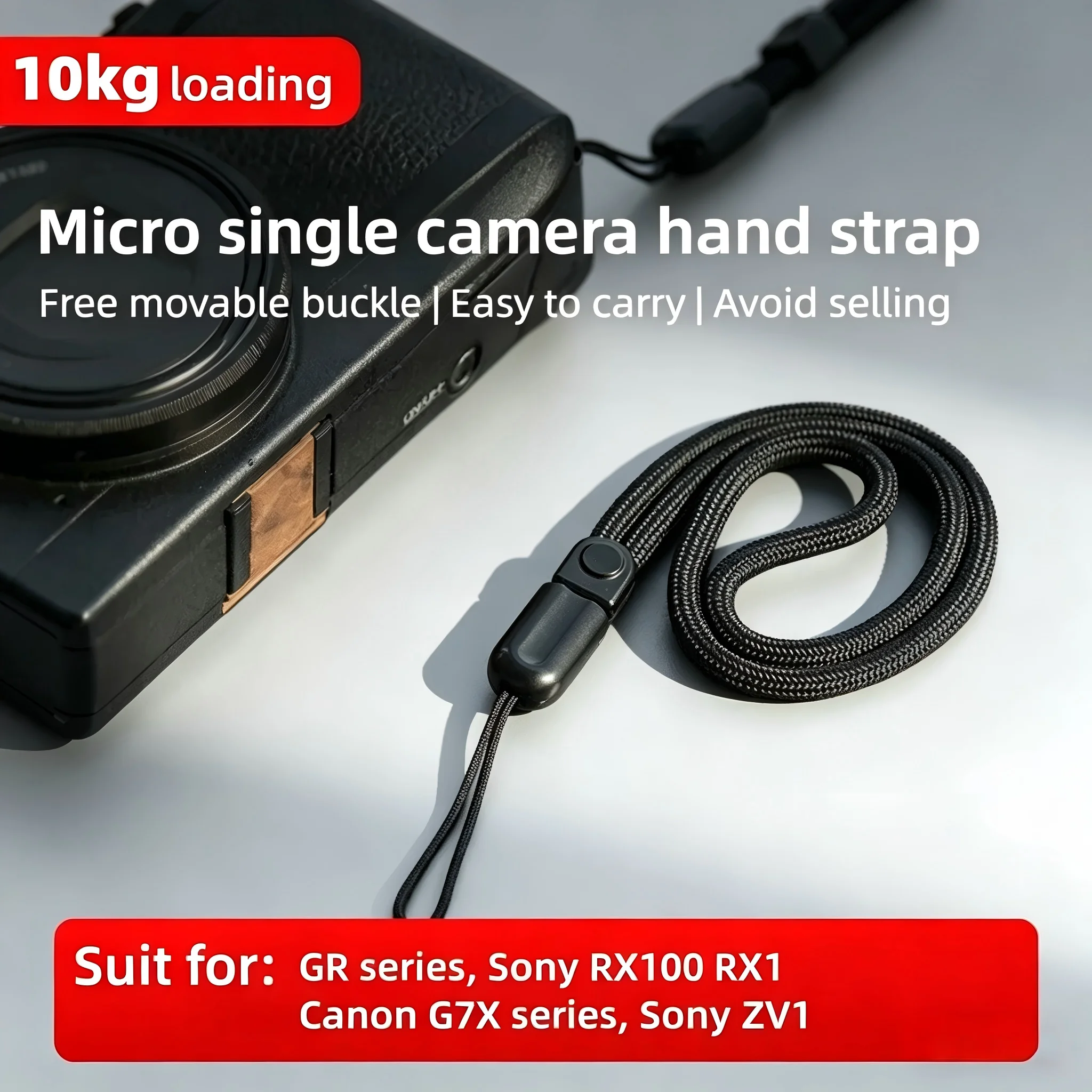 10kg Hochbelastbares Kamera-Handschlaufenband für RicohGR2/GR3/GR3x, SonyZV1, CanonG7X, DJI, Fuji - Anti-Fall-Seil für Spiegellose Kameras