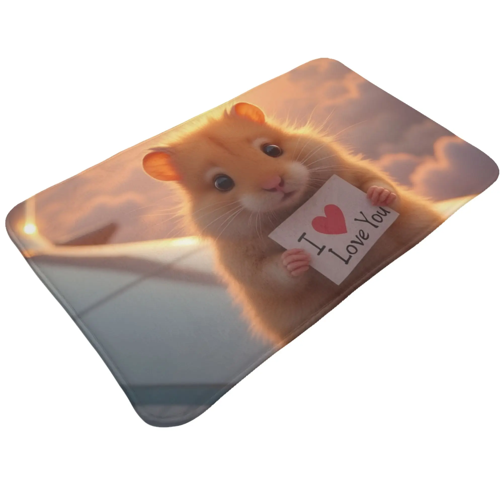 Cute Hamster Airplane Sunset Travel Graphic Anti-Slip Mat Living Room  Absorbent Doormat Home Decoration