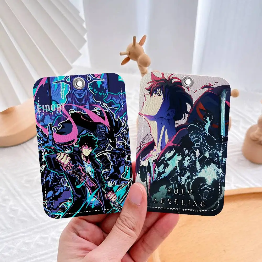 Anime Solo Cartoon Leveling Bank Card,Subway, Bus Card Holder Keychain Key Ring Door Access Tags ID Card Case Keychain Access