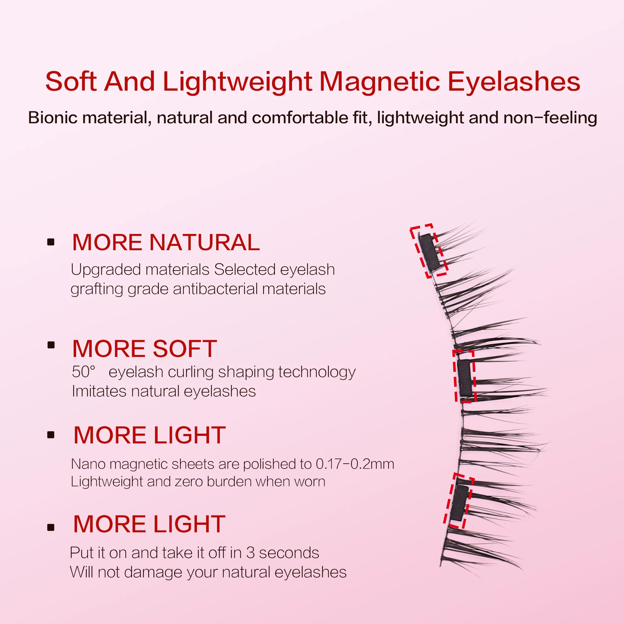 FindLove all serie 2Pairs Reusable Magnetic Lashes No Glue Needed Professional Premium 3D Magnetic Eyelash 3-Step Press On False