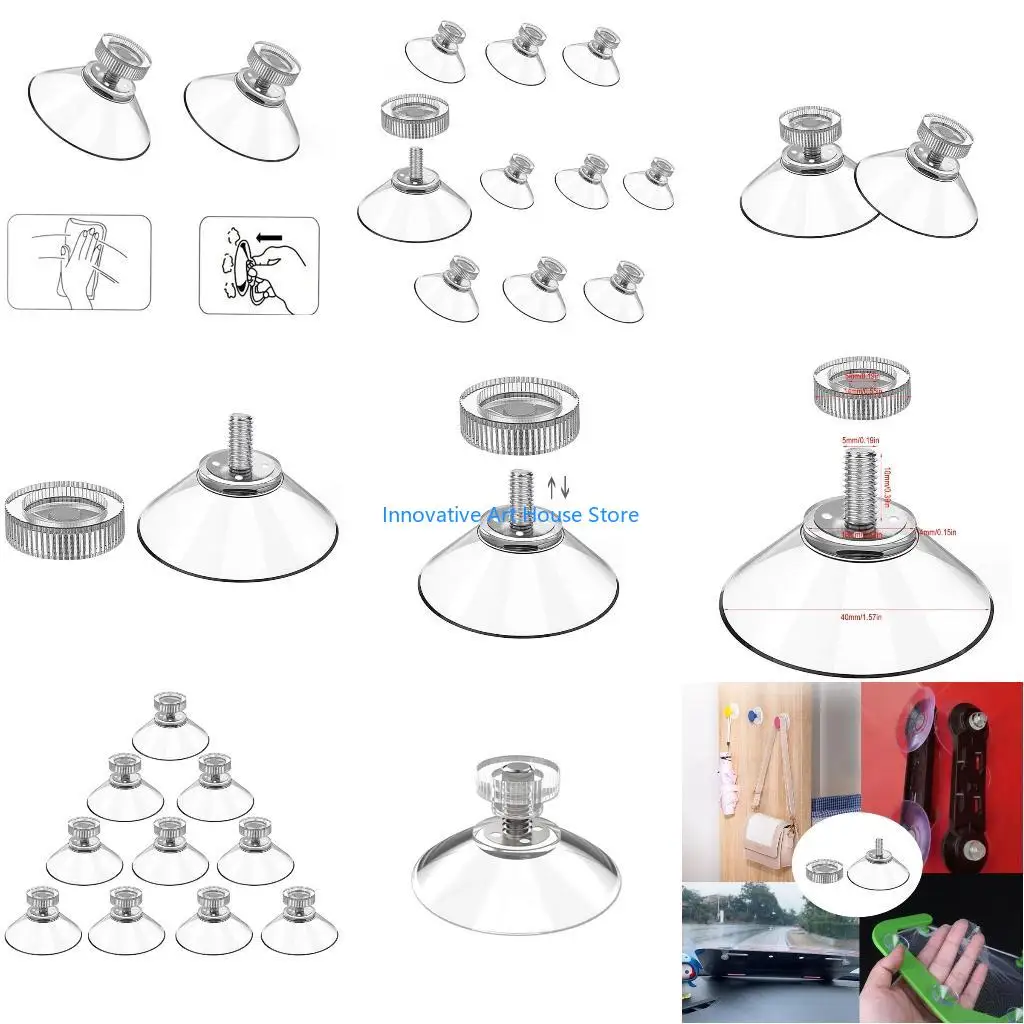 E1PC 4/10Pcs Screw Clear Suction Cup Plastic Sucker Hooks Replacement for Glass