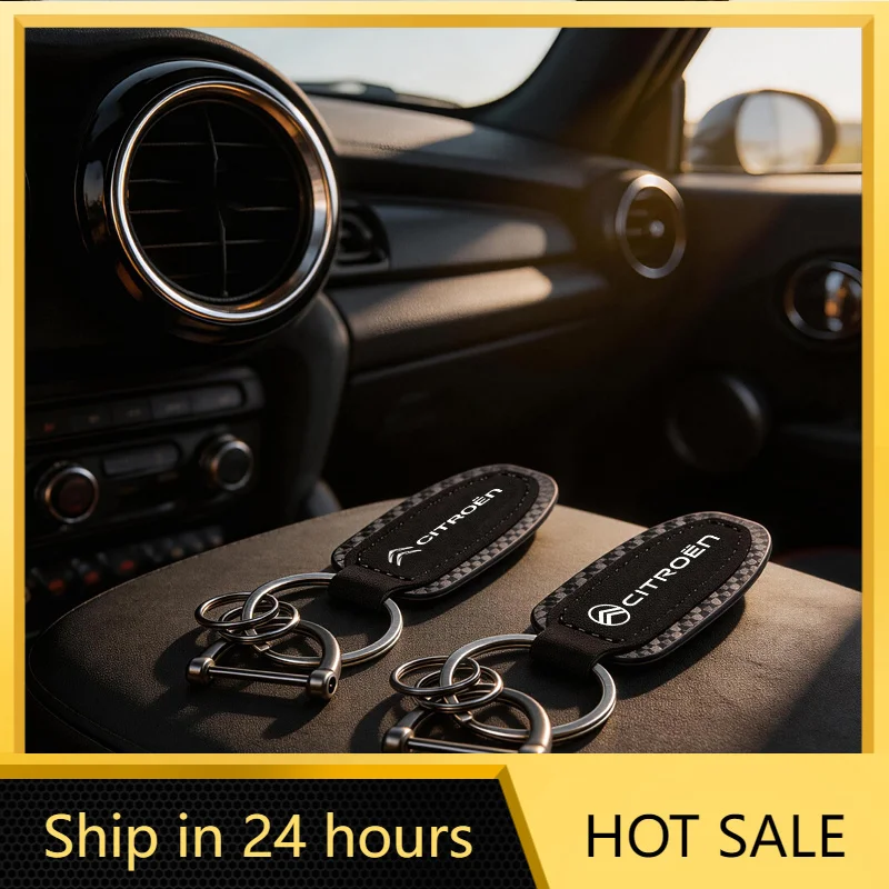 

Car Sticker Car Keychain Zinc Alloy Key Ring Holder Anti-Loss Keychain For Citroen C5X E-C4 X E-C3 C4 C3 C5 Berlingo C-Elysee C-