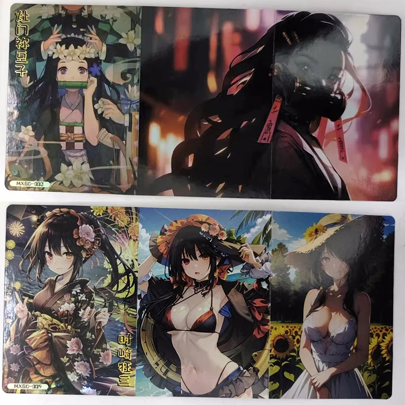 Anime Goddess Story Nezuko Hatsune Miku Tokisaki Kurumi Hancock Makima Yamato Trifold Card Collectible Cards Toy Birthday Gift