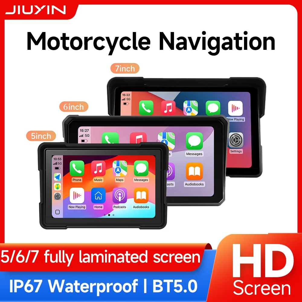 

JIUYIN 5/6/7Motorcycle Multimedia Player Wireless CarPlay Android Auto GPS Navigation IP67 Waterproof Touch Screen Bluetooth NEW