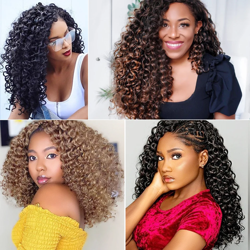 Synthetic GoGo Curl Crochet Hair Bohemian  Beach Curl Water Wave Crochet Braids Curly Crochet Hair Extensions For Black Women