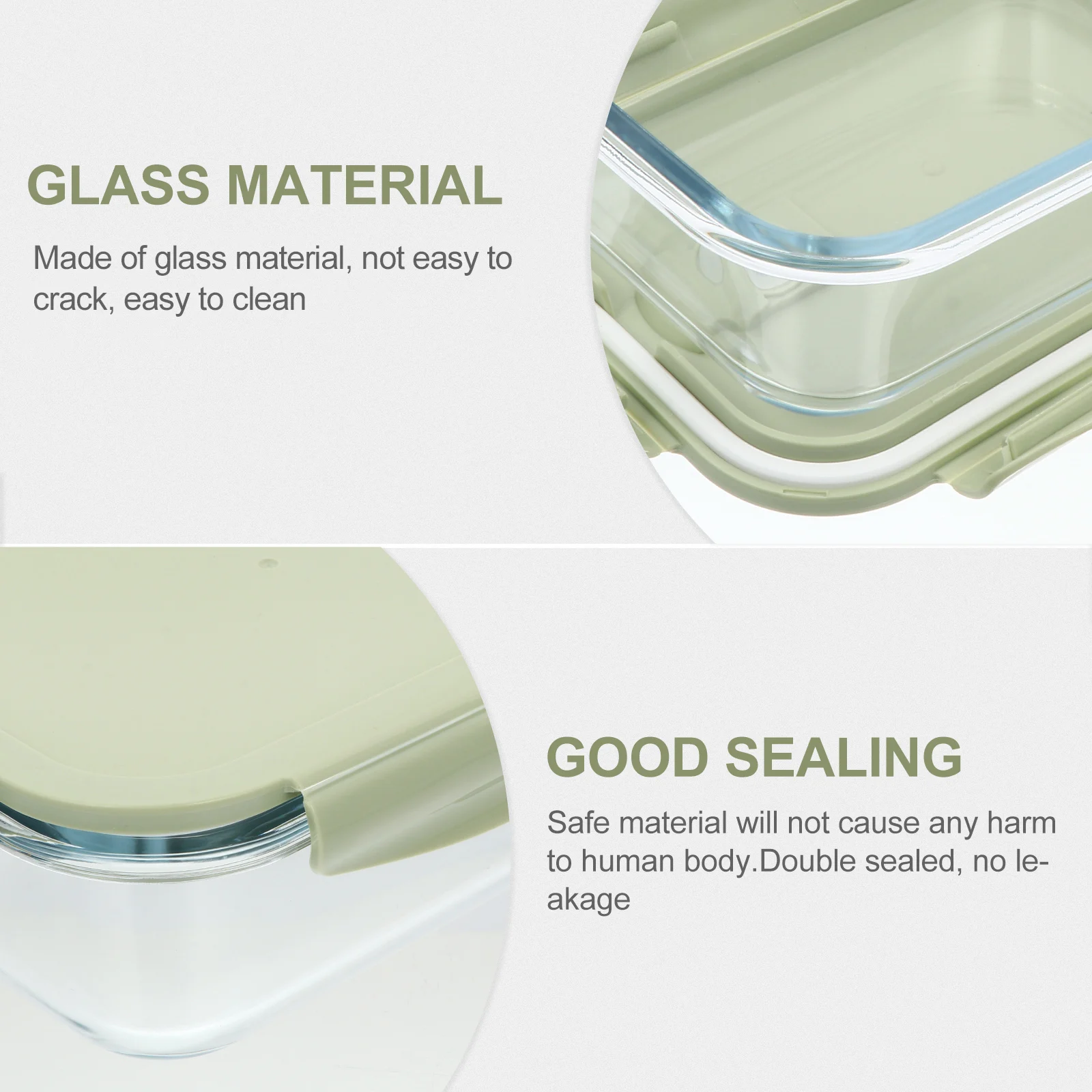 

3Pcs Glass Lunch Container Heat Resistant Hidden Vent Hole School Office Travel Picnics Meal Box Glass Food Container