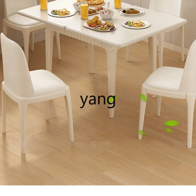 CCL solid wood rock slab folding simple household small apartment square retractable eating table