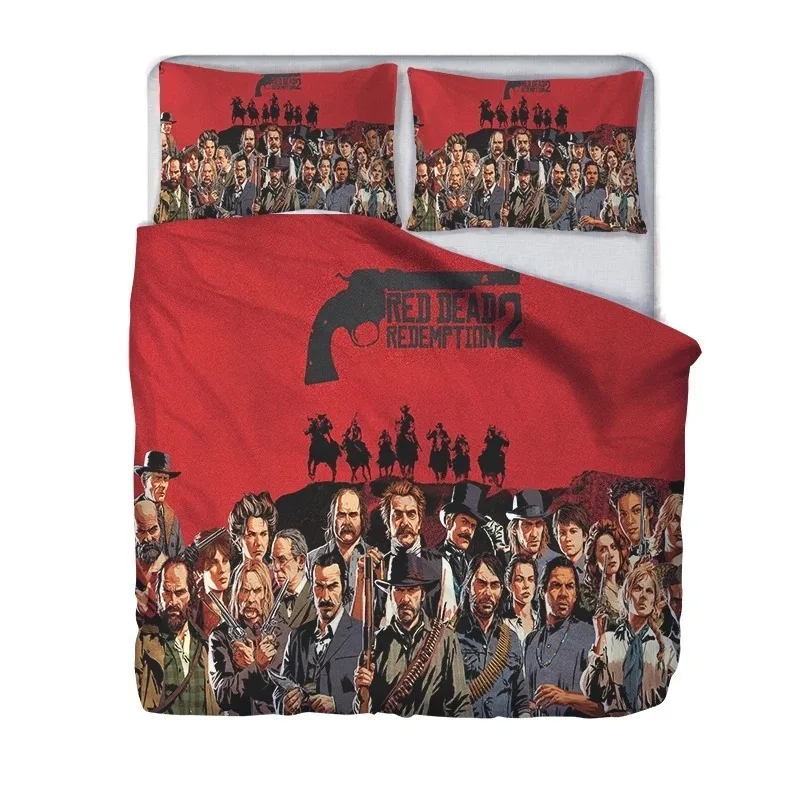 Game Bedding Set 3D Printing Red Dead Redemption Duvet Cover Pillowcase Girls Bedroom Double Queen King Quilt Bed Set