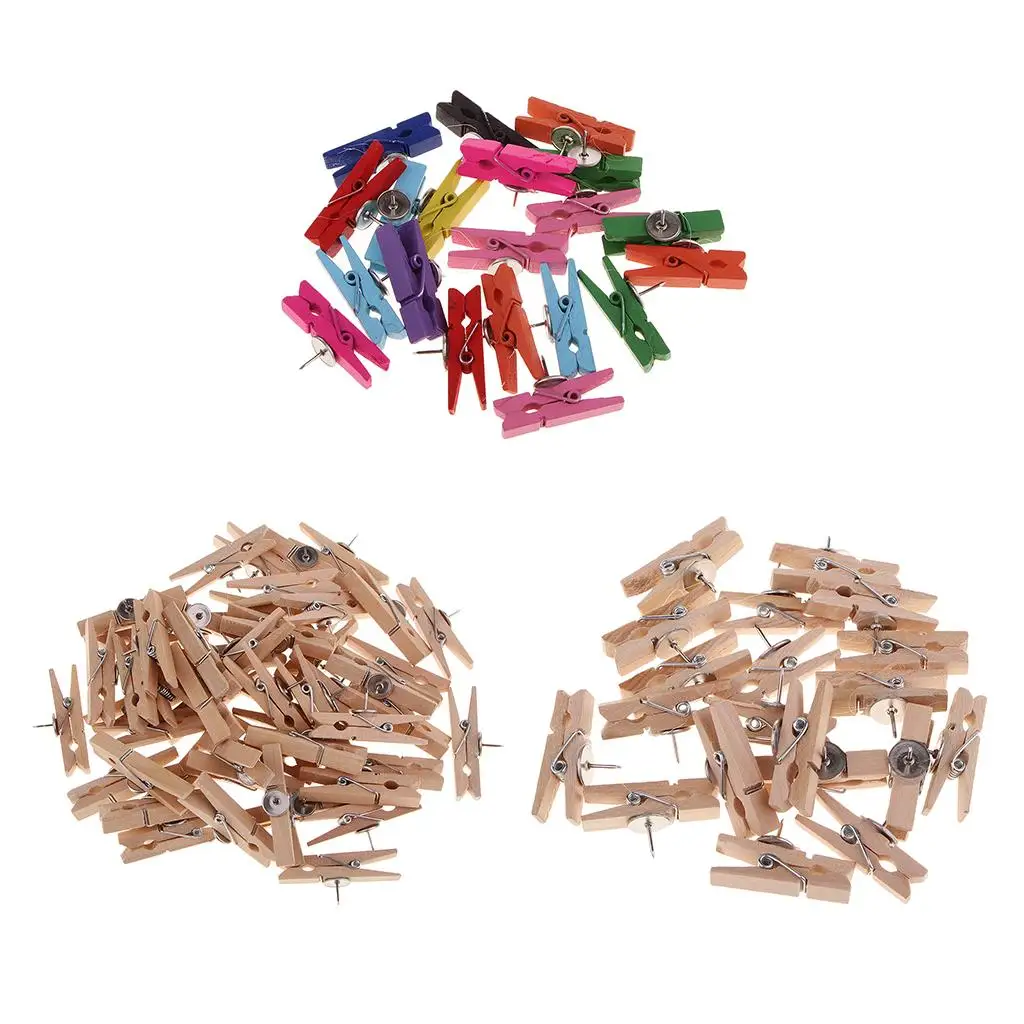 20/50 Pieces Mini Wooden Clothespins Thumb Tack Thumb Tacks Push Pins Office Thumbtack