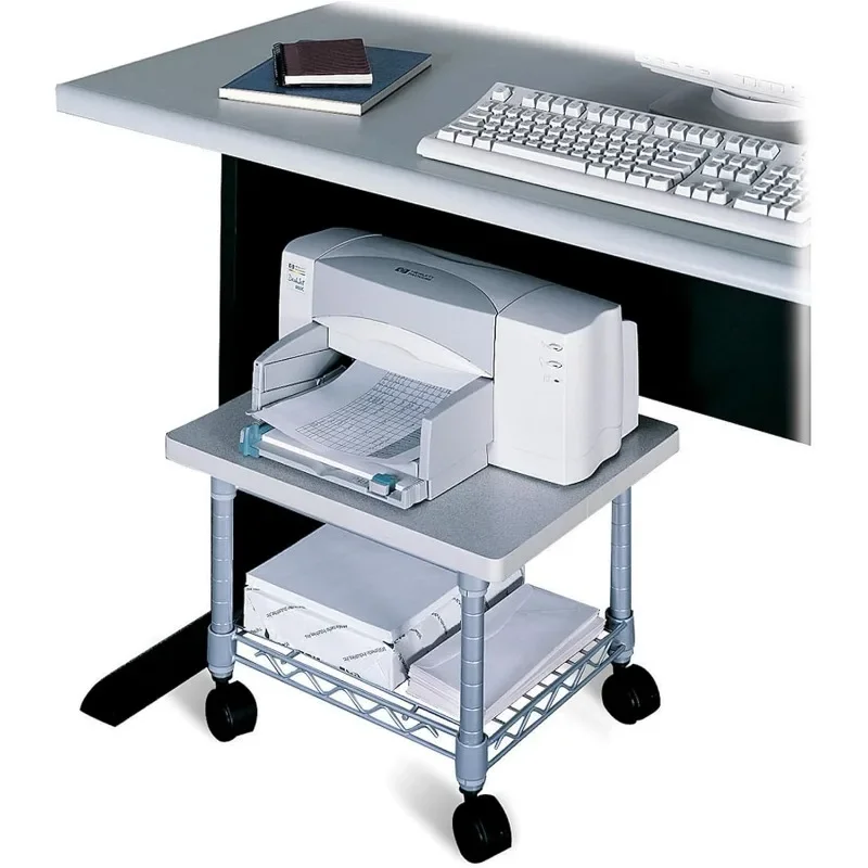 

Safco Onyx Under Desk Utility Cart and Multi-Purpose Printer Stand, Printer Table for Home Office, Mobile Rolling Cart