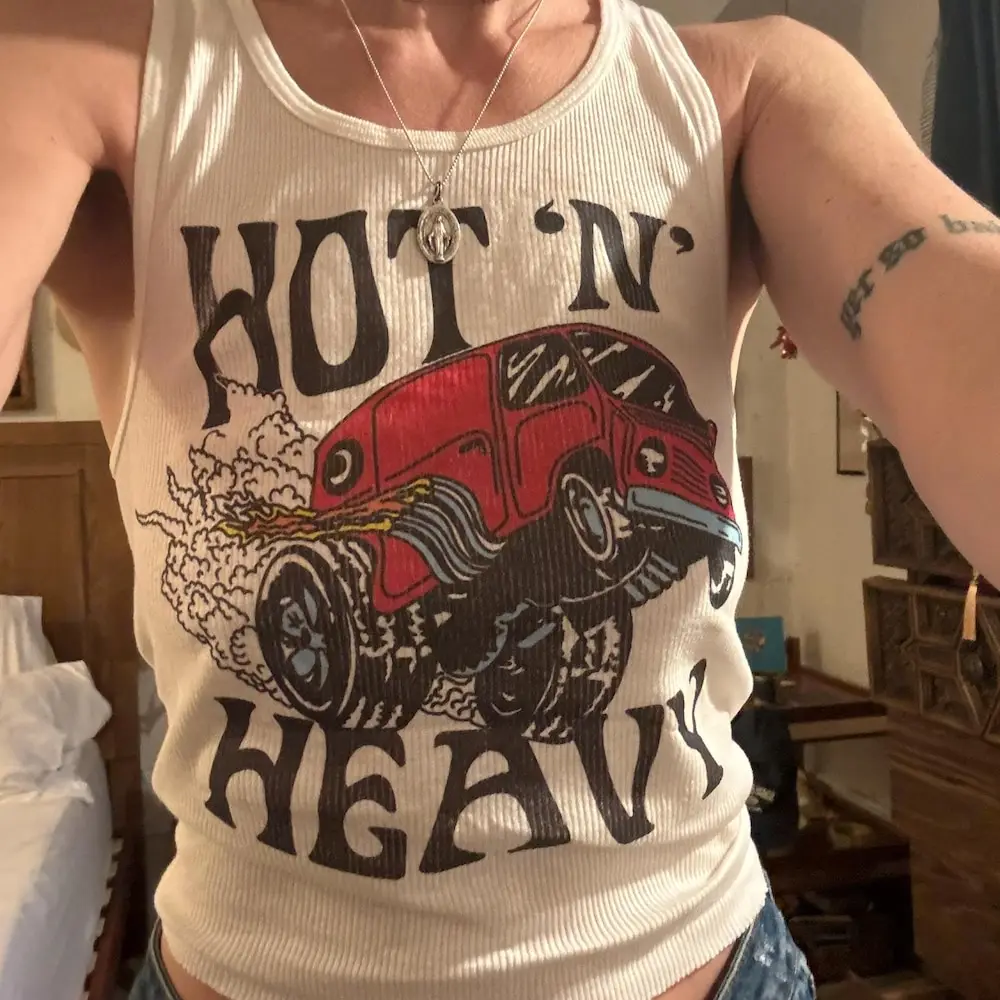 Ribbed Tank with Rodeo King and Queen Vintage Inspired Tank 20 Inch Vest Emo Girls Aesthetic Letter Print Grunge Goth Camisole