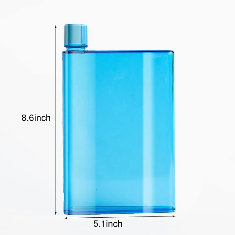 Gelible Clear Reusable Slim Flat Water Bottle 420ml Portable - Fits in Pocket &Random Corner for School Sports Travel Dining