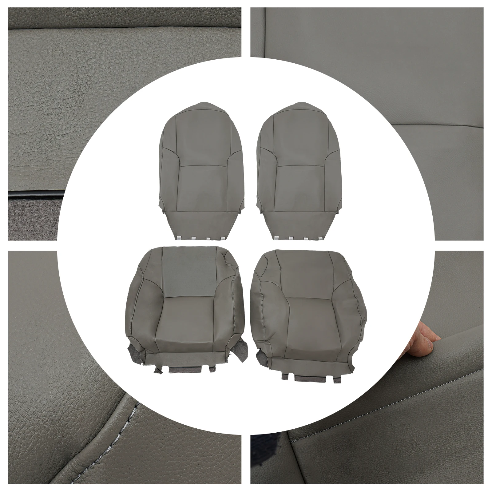 2003 - 2009 Toyota 4Runner Limited SR5 Sport TRD 2WD 4X4 رمادي PU أغطية مقاعد للسائق والراكب مع حشوة إسفنجية