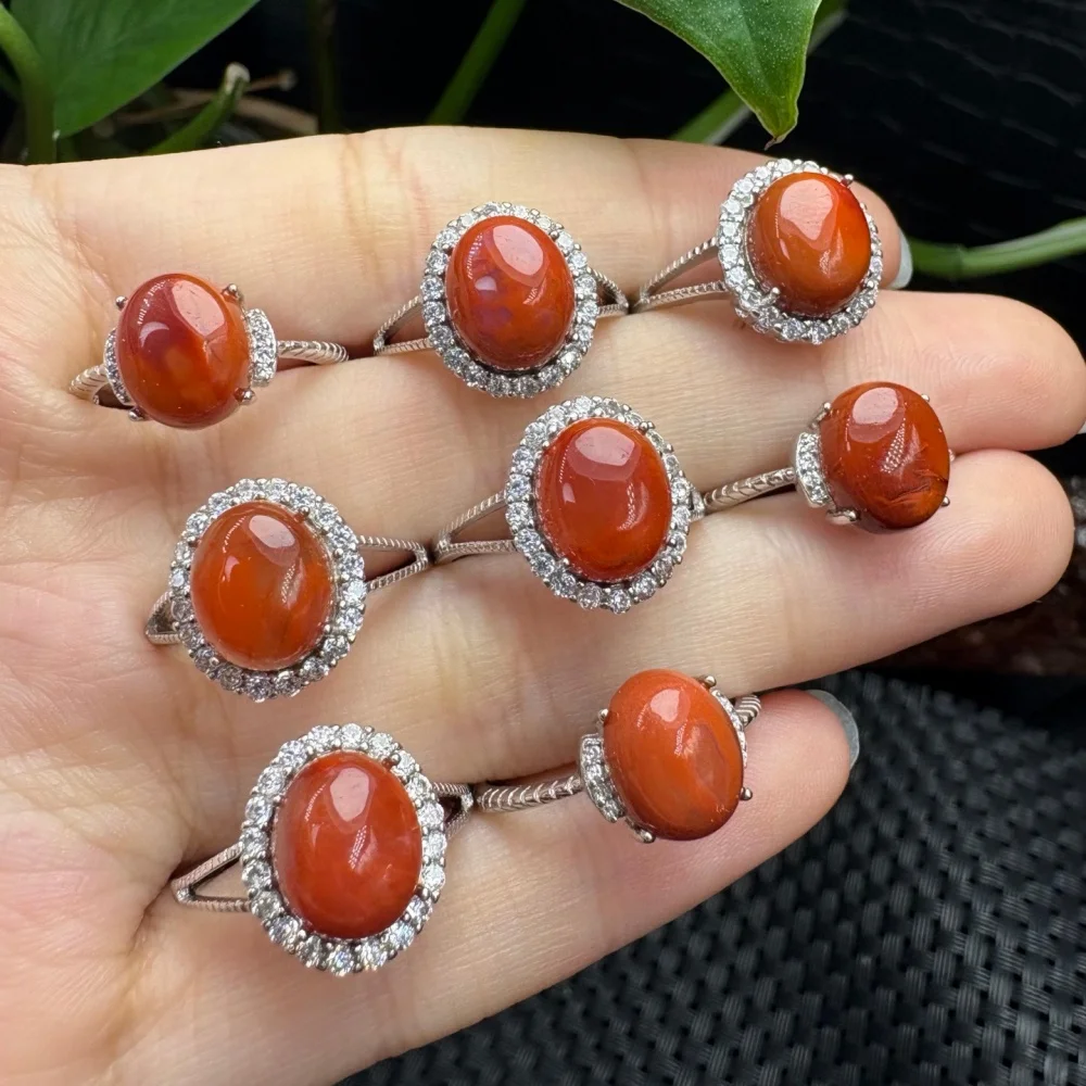 s925-natural-nanhong-agate-ring-crystal-energy-stone-healing-positive-wedding-bride-woman-healing-jewelry-gift-1pcs