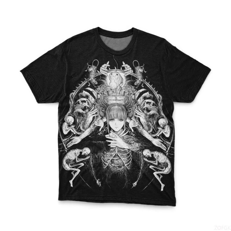 

Anime Chainsaw Man Pattern T-shirt Harajuku Style Hip-hop Casual T-shirt Outdoor Street Y2K Top