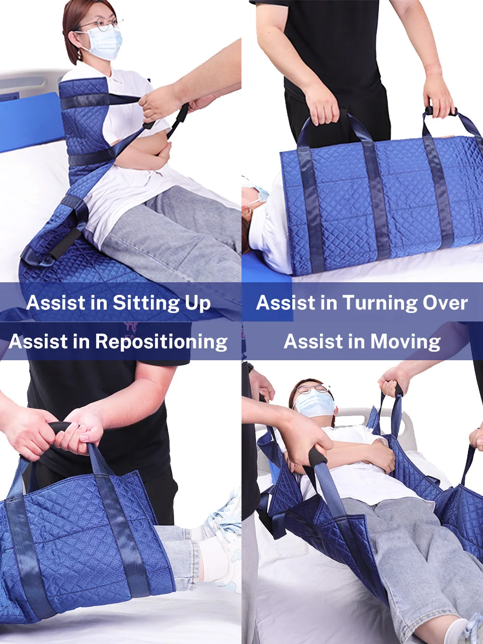 Positioning Bed Pad with Handles Washable Draw Sheets for Hospital Bed Ridden Patient Clothes Waterproof Glide Sheets
