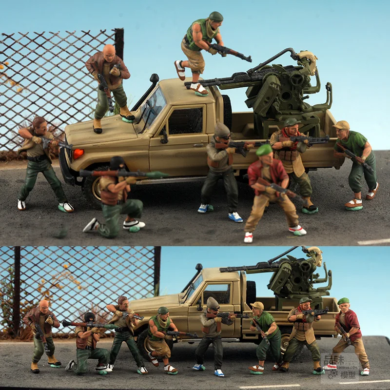1:72 Scale Resin Rebel Bandits 8สมาชิกกลุ่มฉากอุปกรณ์เสริม (ไม่รวมรถ) ผู้ใหญ่ของเล่นคลาสสิกของขวัญStaticจอแสดงผล