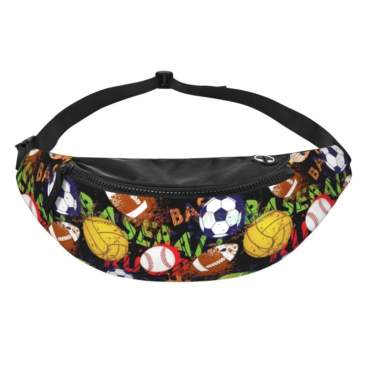 Football Waist Bag with Headphone Hole Belt Bag Fashion Hip  Bag for Outdoor Casual Travelling Hiking Cycling