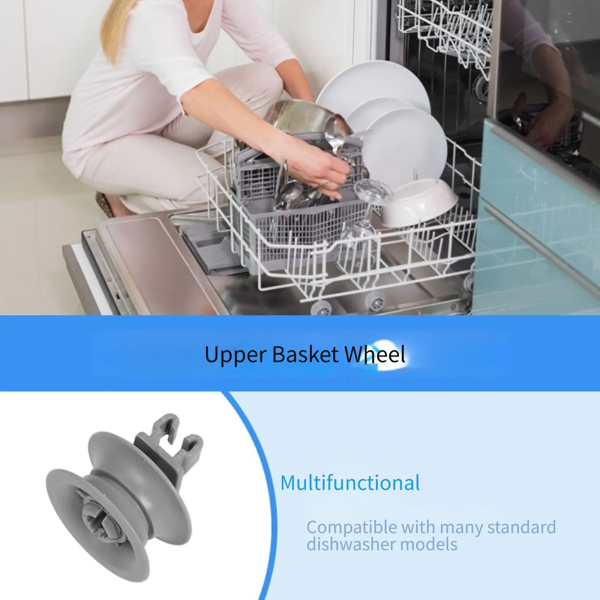 ABS Grey Upper Roller for Dishwashers Fits For Bosch For Siemens For Neff For Beko Models Easy Install Replacement