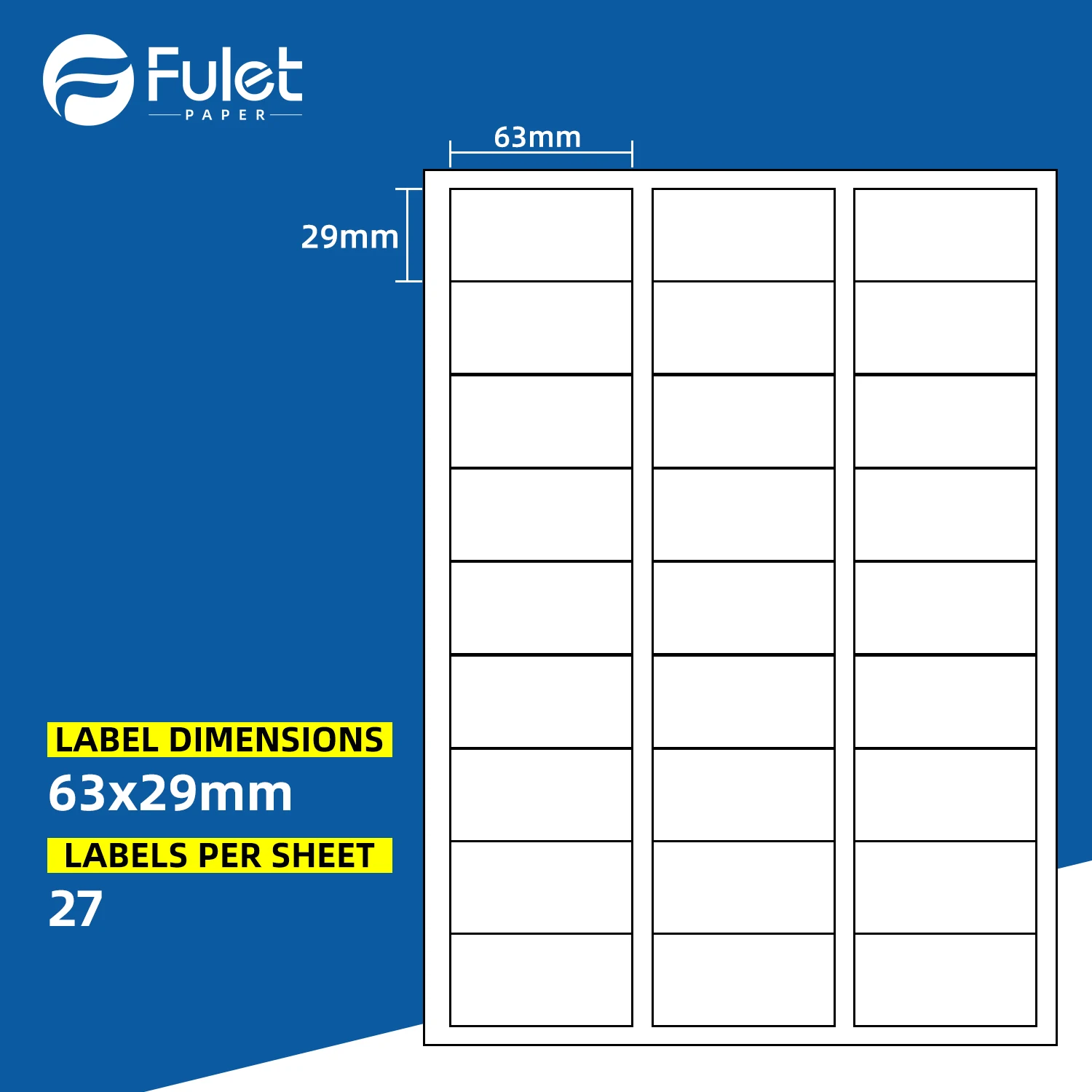 27 labels per A4 sheet size 210x297mm 100 sheets matte sticker paper label sheet  for laser and inkjet printers