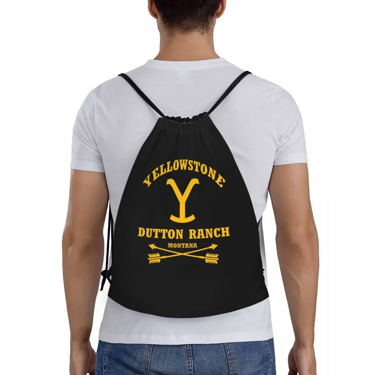 Benutzer definierte Yellowstone Dutton Ranch Kordel zug Taschen Männer Frauen leichte Sport Gym Aufbewahrung rucksack